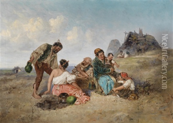 Die Wahrsagerin Oil Painting - Pal (Paul) Boehm