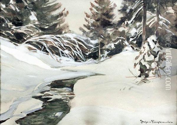 Pejzaz Zimowy Oil Painting - Stefan Filipkiewicz