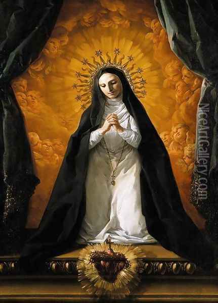 St Margaret Mary Alacoque Contemplating the Sacred Heart of Jesus c. 1765 Oil Painting - Corrado Giaquinto