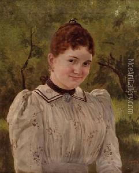 Portrait Einer Jungen Frau Oil Painting - Eduard Kasparides