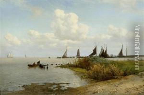 Sailing Ships On The Zuiderzee Oil Painting - W.A. van Deventer