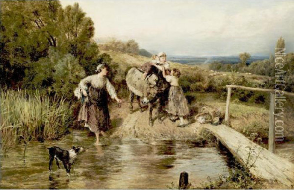 The Ford Oil Painting - Myles Birket Foster