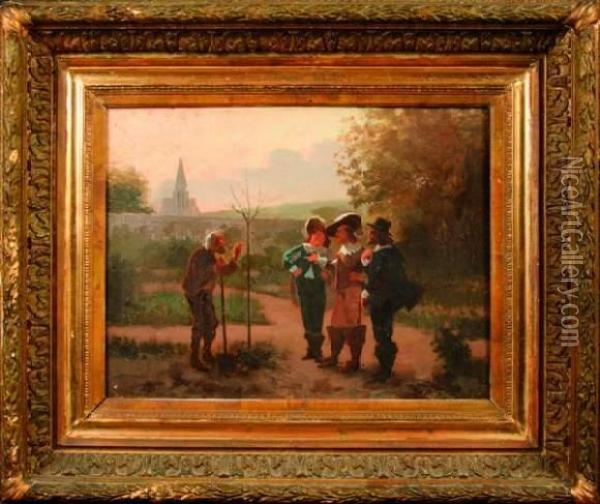 Le Vieillard Et Les Trois Jouvanceaux Oil Painting - Eugene Antoine Guillon