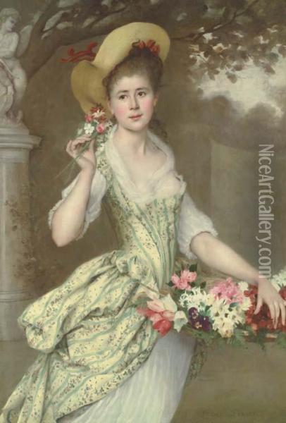 The Flower Seller Oil Painting - Cecile Ferrere