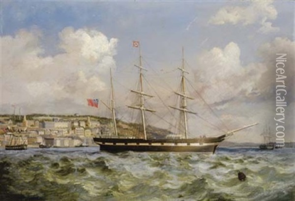 Shipping Off Cobh Oil Painting - George Atkinson