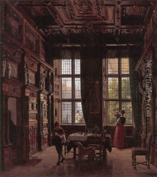 Interior Fra Et Renaessancehus Oil Painting - Heinrich Hansen