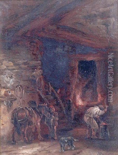 In The Blacksmith's Forge Oil Painting - Thomas Barker of Bath