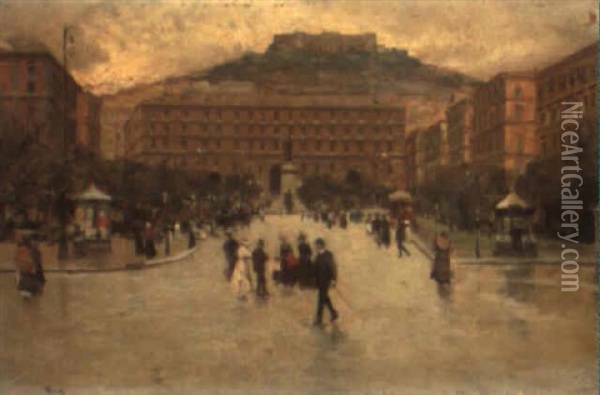 Piazza Municipio, Napoli Oil Painting - Attilio Pratella