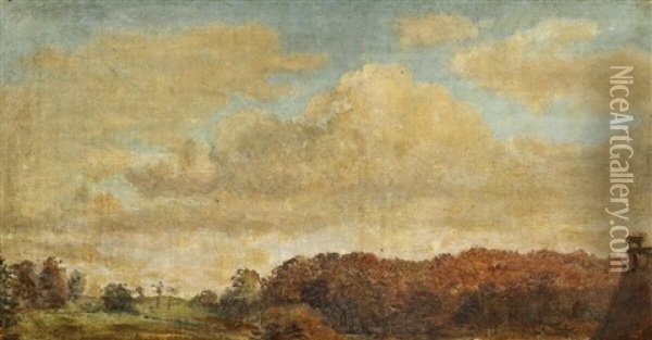 A Woodland Scene Oil Painting - Dankvart-Christian-Magnus Dreyer