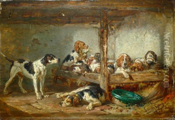 Le Chenil Oil Painting - Jean-Baptiste-Louis Guy