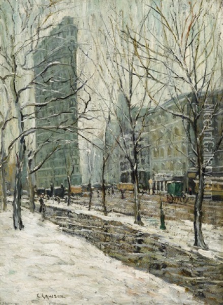 The Flatiron Building Oil Painting - Ernest Lawson