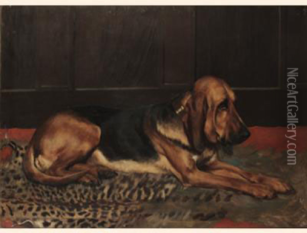 A Bloodhound Oil Painting - John Sargent Noble