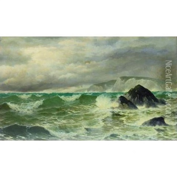 Choppy Seas Off Dover Oil Painting - David James