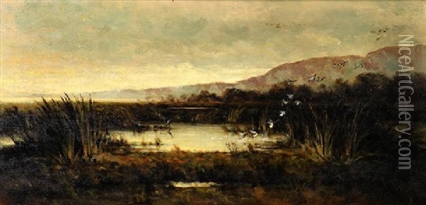 San Mateo Marsh Oil Painting - Thomas Hill