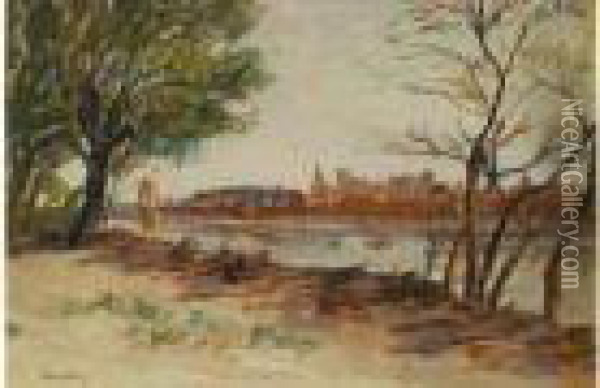 La Tour De Philippe Lebel A Avignon Vue De Villeneuve Oil Painting - Louis Alphonse Abel Lauvray