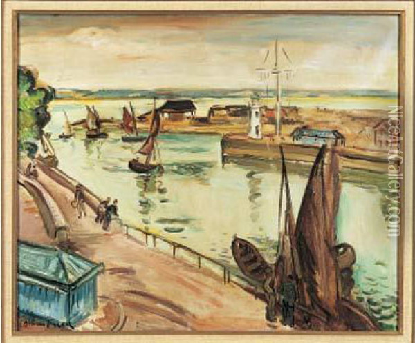 Honfleur, La Sortie Du Port Oil Painting - Emile-Othon Friesz