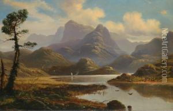 Scottish Loch Oil Painting - H. Forrest