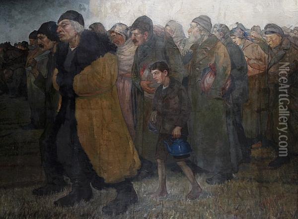 The Refugees Oil Painting - Kuzma Sergievitch Petrov-Vodkin