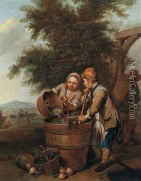 Die Weinlese Oil Painting - Johann Conrad Seekatz