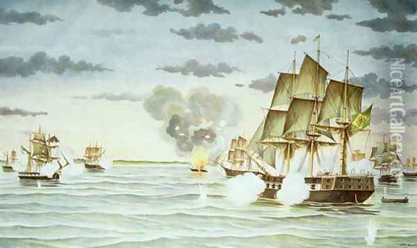 The Battle of Quilmes during the Cisplatine War 1825-28 between Uruguay and Brazil Oil Painting - J. Raison