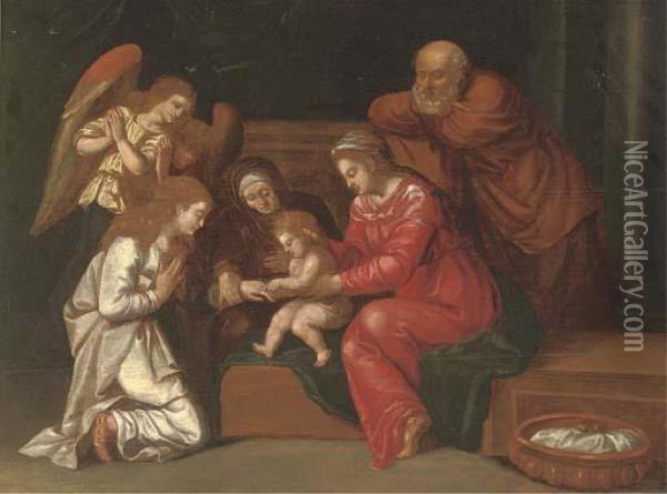 The Mystic Marraige Of Saint Catherine Oil Painting - Otto van Veen
