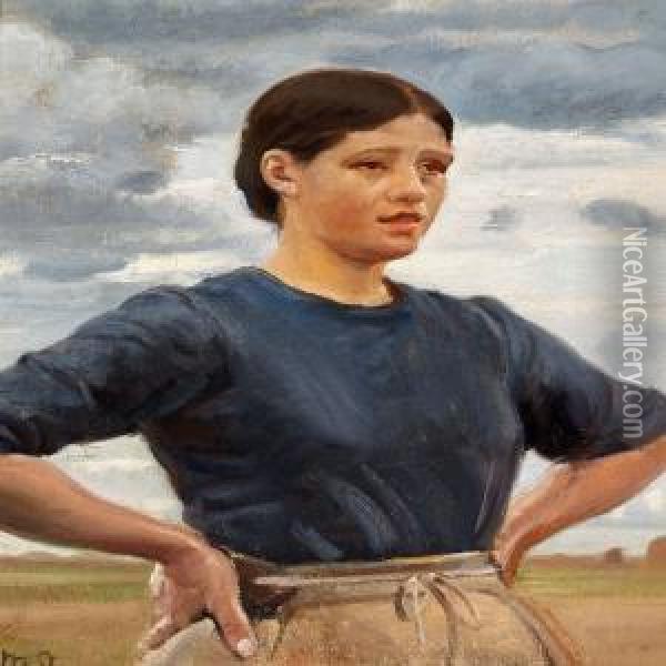 Marie In Thefield Oil Painting - Michael Ancher