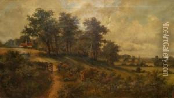 Extensive Wooded Landscape Oil Painting - John Henry Boel
