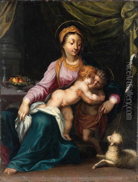 Madonna Con Bambino E San Giovannino Oil Painting - Jan Soens