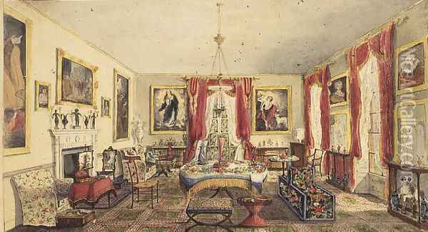 The Drawing Room at Aynhoe, 1845 Oil Painting - Lili Cartwright