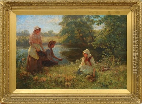 Tranquil Day By The Water Oil Painting - Joseph Kirkpatrick