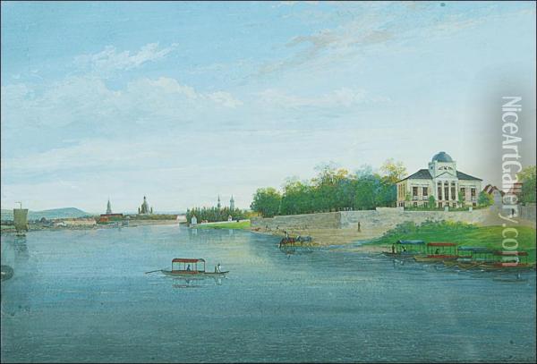 Villa Willlers Pres De Linkok-bade A Dresden Oil Painting - Karl Gottfried Traugott Faber