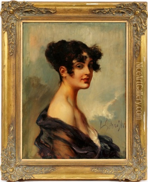 Portrait Of A Young Woman Oil Painting - Leopold Schmutzler