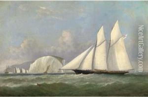 The Marquis Of Ailsa's Schooner Lady Evelyn Off The Needles Oil Painting - Arthur Wellington Fowles
