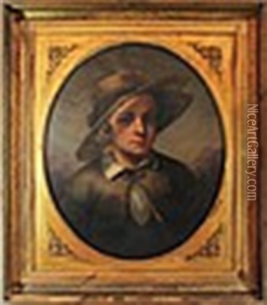Portrait Of A Boy In A Straw Hat Oil Painting - William Minifie