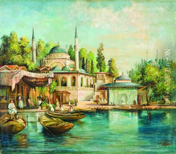 Mihrimah Sultan Cami Oil Painting - Ueskuedarli Cevat