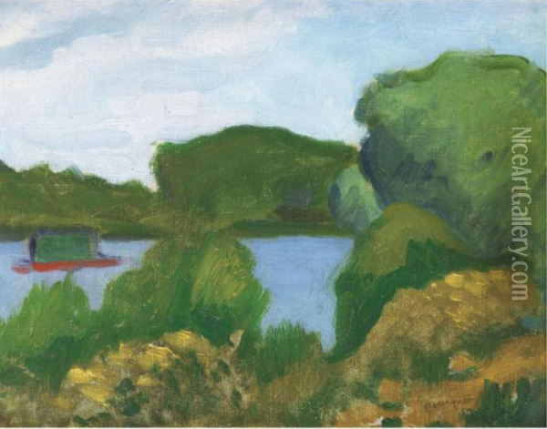 Poissy, Chaland Sur La Seine Oil Painting - Albert Marquet