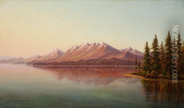 Lake Tahoe From Lake Tahoe City Oil Painting - Grafton Tyler Brown