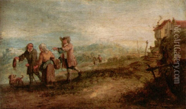 Landscape With Travellers Near A Dwelling Oil Painting - Andreas Martin