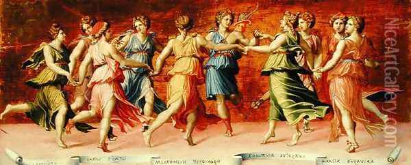 Dance of Apollo with the Nine Muses Oil Painting - Baldassare Peruzzi