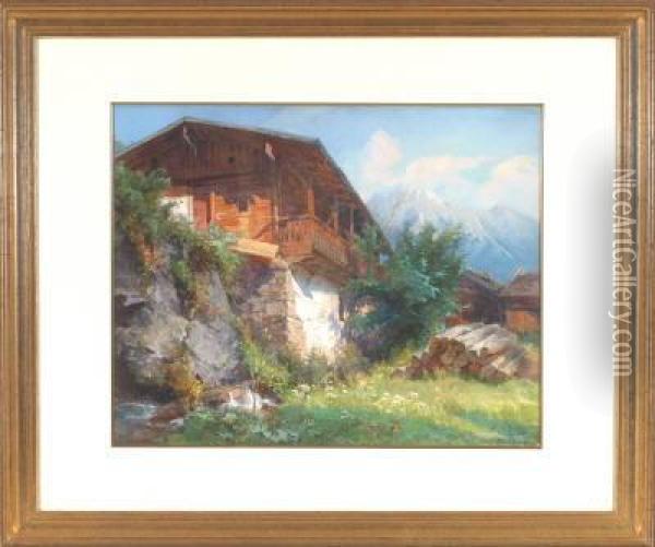 Bauernhaus Bei Graz Oil Painting - Ernestine Von Kirchsberg