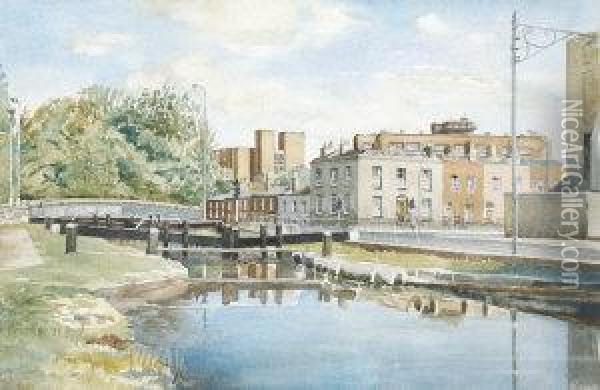 Leeson Bridge, Grand Canal Oil Painting - Patrick Henry Bruce