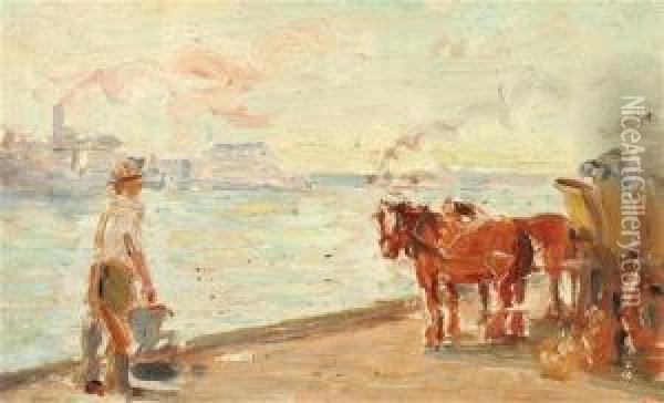Portside Horses Oil Painting - Marie Anne Tuck