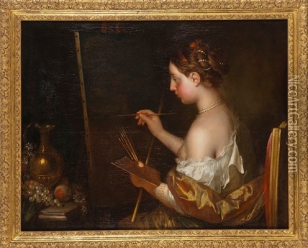 Femme Peintre Dans Son Atelier Oil Painting - Jean Raoux