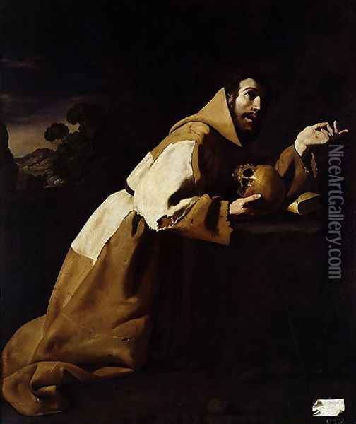 St. Francis in Meditation, 1639 Oil Painting - Francisco De Zurbaran