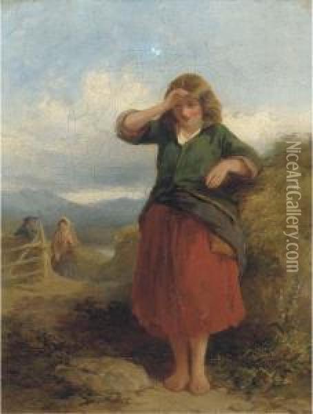 The Farmer's Daughter Oil Painting - Francis William Topham