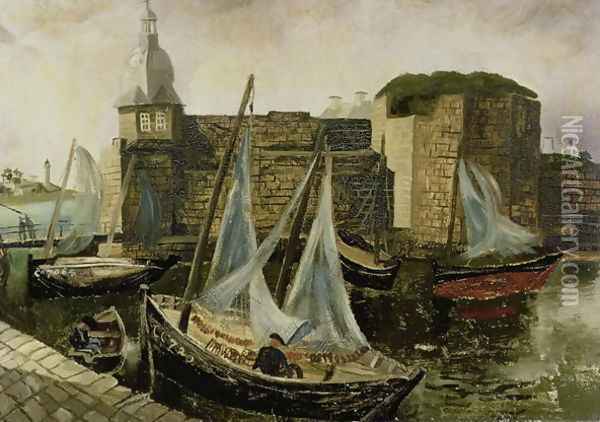 La Ville-Close, Concarneau, Brittany, 1930 Oil Painting - Christopher Wood