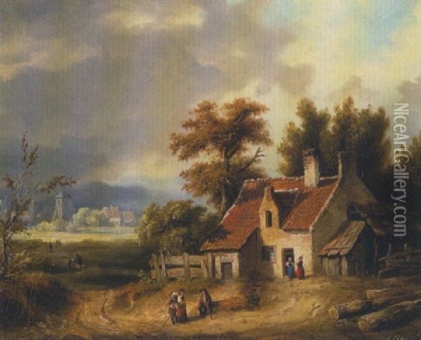 Bauernhaus Bei Blankenbergh Oil Painting - Heinrich Franz Gaudenz von Rustige