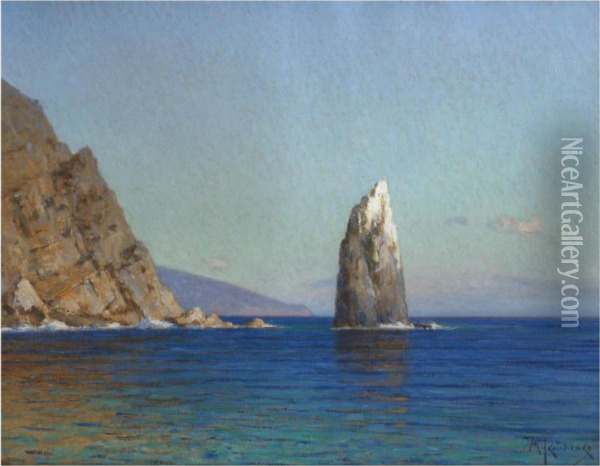 The Sail Rock, Yalta Oil Painting - Mikhail Stepanovitch Tkachenko