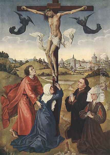 Crucifixion Triptych (central panel) c. 1445 Oil Painting - Rogier van der Weyden