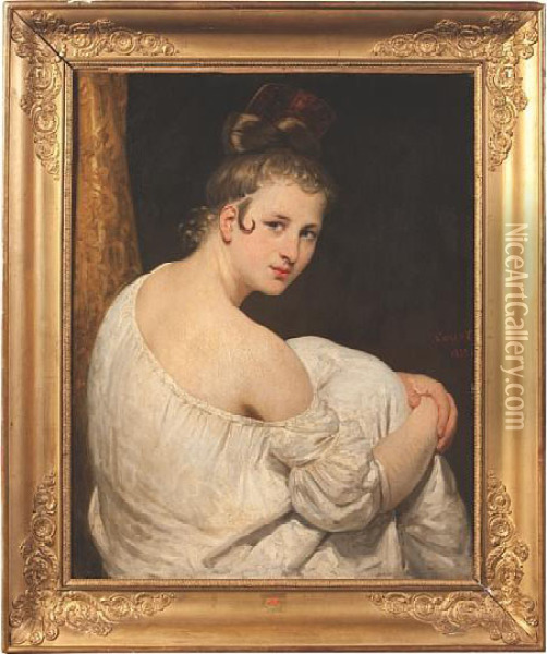 Portrait Of A Young Lady Oil Painting - Joseph Desire Court